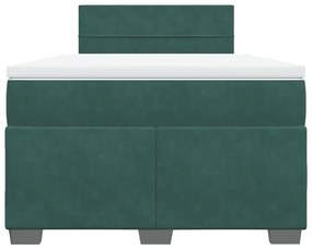 vidaXL Κρεβάτι Boxspring με Στρώμα Σκούρο Πράσινο 120x200εκ. Βελούδινο