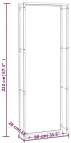 vidaXL Ράφι Ξύλων Μαύρη Ματ 80x28x222 εκ. Ατσάλινο