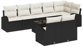 vidaXL Σετ καναπέ κήπου 8 τεμαχίων με μαξιλάρια καφέ πολυ ρατάν