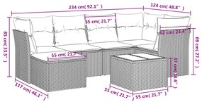 vidaXL Σαλόνι Κήπου Σετ 7 Τεμαχίων Καφέ Συνθετικό Ρατάν με Μαξιλάρια