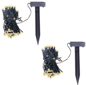 vidaXL Λαμπάκια Δαπέδου Χωνευτά Ηλιακά LED 2 τεμ. Θερμό Λευκό