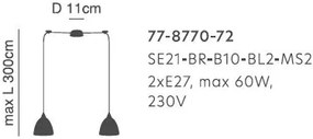 Φωτιστικό Οροφής  SE21-BL-B10-BL2-MS2 ADEPT PENDANT Black Metal Shade Pendant+ - Μέταλλο - 77-8770