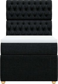 vidaXL Κρεβάτι Boxspring με Στρώμα Μαύρο 80 x 200 εκ. Υφασμάτινο