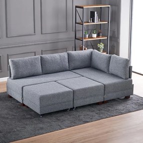 Πολυμορφικός καναπές-κρεβάτι αριστερή γωνία PWF-0155 με ύφασμα ανθρακί 210x280x70εκ - Ύφασμα - 071-000327