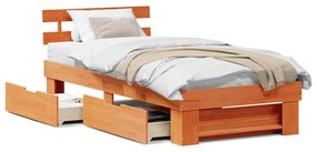 vidaXL Σκελετός Κρεβατιού Καφέ κεριού 75 x 190 cm Μασίφ ξύλο πεύκου