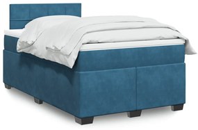 vidaXL Κρεβάτι Boxspring με Στρώμα Σκούρο Μπλε 120x190 εκ. Βελούδινο