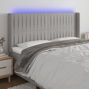 Κεφαλάρι Κρεβατιού LED Ανοιχτό Γκρι 163x16x118/128 εκ. - Γκρι