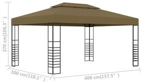 vidaXL Κιόσκι Taupe 3 x 4 μ. 180 γρ/μ²