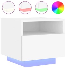 vidaXL Κομοδίνο με Φώτα LED Λευκό 40 x 39 x 37 εκ.