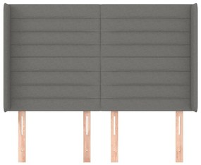 Κεφαλάρι με Πτερύγια Σκούρο Γκρι 147x16x118/128 εκ. Υφασμάτινο - Γκρι