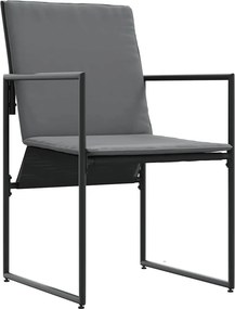 vidaXL Καρέκλα με μαξιλάρι 4 pcs Μαύρο και Ανθρακί Textilene