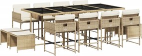 vidaXL Σετ Τραπεζαρίας Κήπου 13 τεμ. Μπεζ Συνθ. Ρατάν με Μαξιλάρια