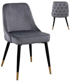 Καρέκλα Serenity HM8527.01 Grey 51Χ58Χ83Υ εκ. Σετ 2τμχ Βελούδο, Μέταλλο