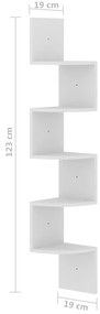 vidaXL Γωνιακή Ραφιέρα Τοίχου Λευκή 19 x 19 x 123 εκ. από Επεξ. Ξύλο