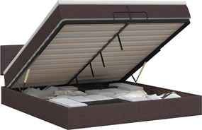 vidaXL Κρεβάτι Ottoman με στρώμα Σκούρο Καφέ 200 x 200 cm Ύφασμα