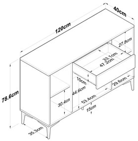 Μπουφές Ubron λευκό-καρυδί μελαμίνης 120x40x78.6εκ 120x40x78.6 εκ.