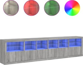 vidaXL Μπουφές με LED Γκρι Sonoma 283 x 37 x 67 εκ.