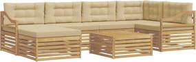 vidaXL Σειρά Καναπέ Εξωτερικού με μαξιλάρι 7 pcs Λευκό και Μπεζ