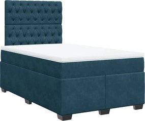 vidaXL Κρεβάτι Boxspring με Στρώμα Μπλε 120x190 εκ. Βελούδινο
