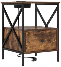 vidaXL Κομοδίνο Καπνιστή δρυς 41.5 x 40.5 x 55 εκ. Επεξεργασμένο ξύλο