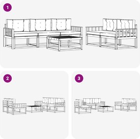 vidaXL Σειρά Καναπέ Εξωτερικού με μαξιλάρι 6 pcs Λευκό και Μπεζ