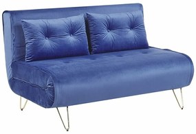 Καναπές κρεβάτι Berwyn 641, Λειτουργία ύπνου, Μπλε, 130x78x81cm, Πόδια: Μέταλλο,Μερικώς συναρμολογημένο