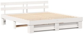 vidaXL Σκελετός Κρεβατιού Λευκό 180 x 200 cm Μασίφ ξύλο πεύκου