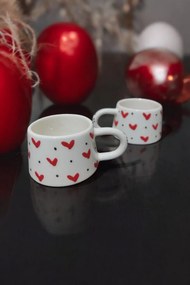 Stewehome Κεραμική χειροποίητη κούπα με σχέδιο καρδιάς Λευκό