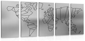 Εικόνα 5 τμημάτων στυλιζαρισμένος παγκόσμιος χάρτης σε ασπρόμαυρο - 200x100