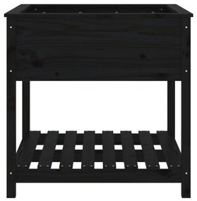 vidaXL Ζαρντινιέρα με Ράφι Μαύρη 82,5x82,5x81 εκ. Μασίφ Ξύλο Πεύκου
