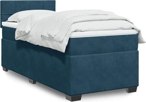 vidaXL Κρεβάτι Boxspring με Στρώμα Μπλε 100x200 εκ. Βελούδινο
