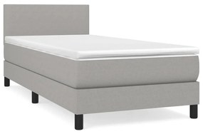 Κρεβάτι Boxspring με Στρώμα Ανοιχτό Γκρι 100x200 εκ. Υφασμάτινο - Γκρι