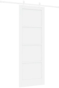 vidaXL Συρόμενη Πόρτα  με Σετ Εξαρτημάτων Λευκή 78x211 εκ. Συμπαγές Ξύλο Πεύκο