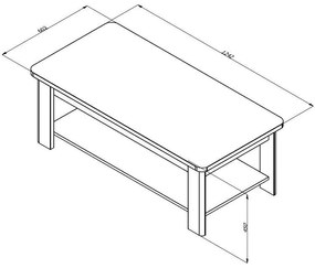 Τραπεζάκι Σαλονιού Jersey Artisan Oak 124x60x45 εκ. 124x60x45 εκ.