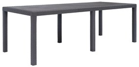 vidaXL Τραπέζι Κήπου Καφέ με Εμφάνιση Ρατάν 220x90x72 εκ. Πλαστικό