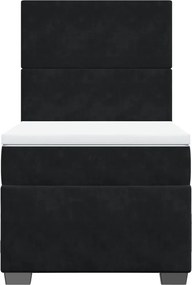vidaXL Κρεβάτι Boxspring με Στρώμα Μαύρο 80 x 200 εκ. Βελούδινο