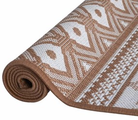vidaXL Χαλί Εξωτερικού Χώρου με Αναστρέψιμο Σχέδιο Καφέ/Λευκό 80x150εκ
