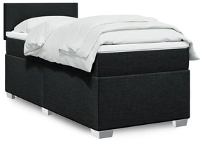 Κρεβάτι Boxspring με Στρώμα Μαύρο 90x200 εκ. Υφασμάτινο