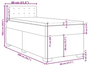 Κρεβάτι Boxspring με Στρώμα Μαύρο 80 x 200 εκ. Συνθετικό Δέρμα - Μαύρο