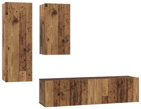vidaXL Σετ επίπλου τηλεόρασης 4 pcs Παλαιό ξύλο 30.5 x 30 x 90 cm