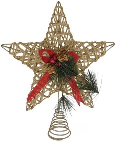 Χριστουγεννιάτικη Κορυφή Δέντρου Πλεχτό Αστέρι Στολισμένο 30cm 5641