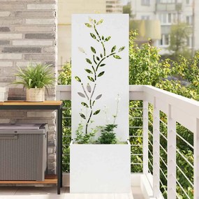 vidaXL Οθόνη Ιδιωτικότητας Κήπου Floral Λευκό 50 x 150 cm