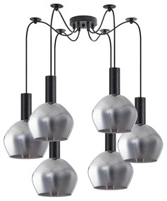 SE21-BL-4-BL6-GL2 ADEPT TUBE Black Pendant Smoked Glass+