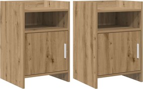 vidaXL Κομοδίνα 2 τεμ. Artisan Δρυς 40 x 36 x 60 εκ Επεξεργασμένο Ξύλο
