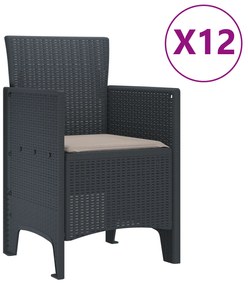 vidaXL Σετ Κήπου 13 Τεμαχίων με Μαξιλάρια Ανθρακί Πολυ Ρατάν