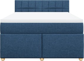 vidaXL Κρεβάτι Boxspring με Στρώμα Μπλε 140x200 εκ. Υφασμάτινο