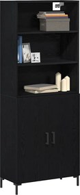 vidaXL Highboard Μαύρη Οξυά 69,5 x 34 x 180 εκ. Επεξεργασμένο ξύλο