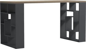 Γραφείο με ραφιέρα Labirent  pakoworld ανθρακί-sonoma 140x60x75εκ