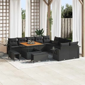 vidaXL Σετ Καναπέ Κήπου με αποθήκευση 13 pcs Μαύρο Πολυ ράταν