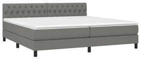 ΚΡΕΒΑΤΙ BOXSPRING ΜΕ ΣΤΡΩΜΑ &amp; LED ΣΚ.ΓΚΡΙ 200X200ΕΚ. ΥΦΑΣΜΑΤΙΝΟ 3133422